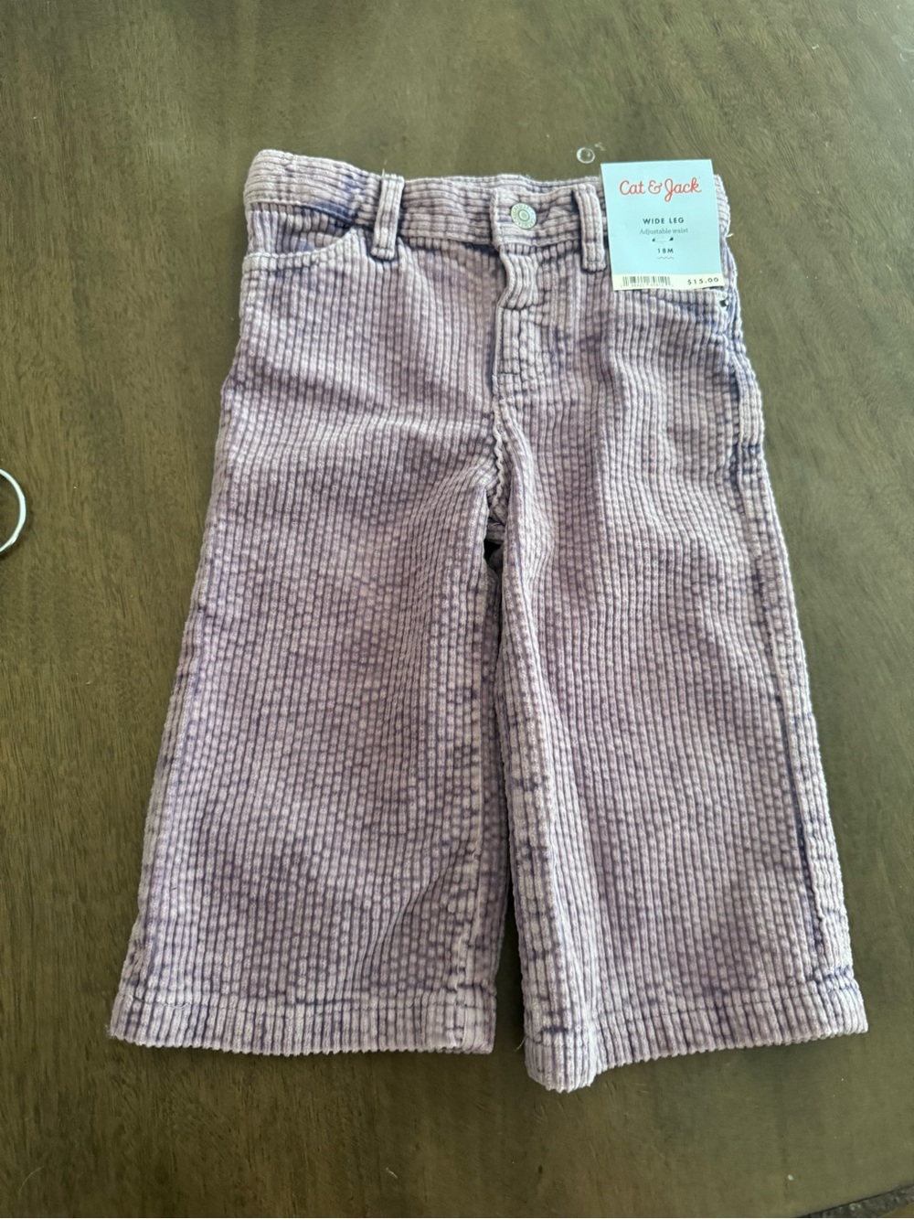 Cat & Jack Purple Corduroy Pants Straight Wide Leg Purple Toddler Sz 18 M -nwt